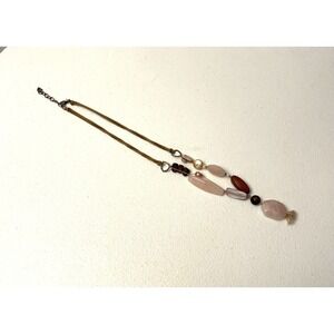 Vintage SILPADA .925 Sterling Silver Rose Quartz‎ Stone Leather Necklace N1424